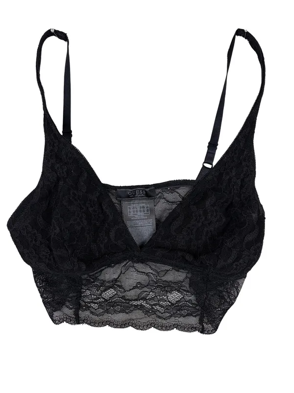 Guess Black Lace Longline Bralette Top - Image 3