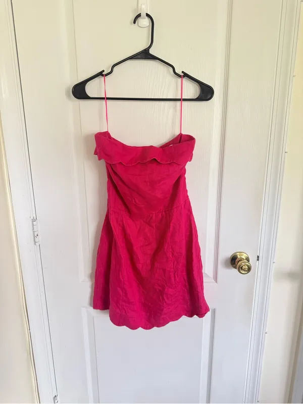 Reformation Isles Linen Mini Dress in Pink - Image 2
