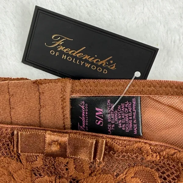 NWT Fredericks of Hollywood Jessica Lace Garter‎ Belt Brown S M - Image 2