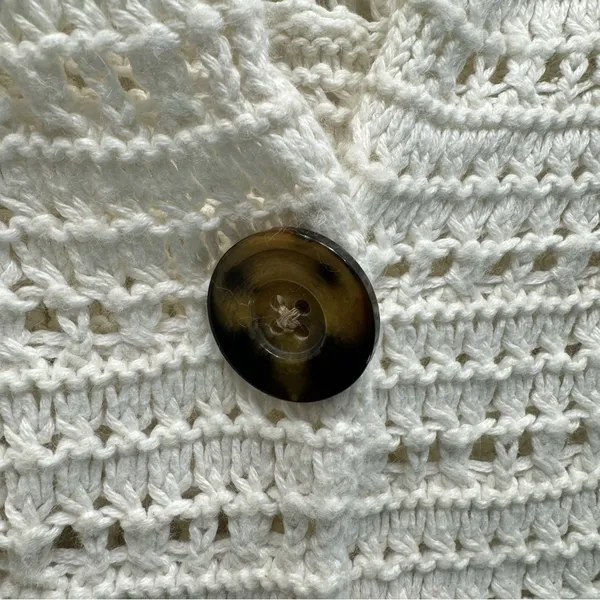 Vintage Y2K GAP Cardigan Sweater Cotton Wool Angora Loose Knit Cream Cottagecore - Image 8