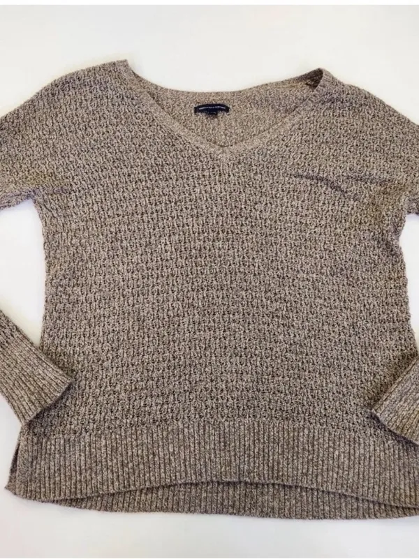 🌸American Eagle Outfitters Women's Cable Knit Sweater V-Neck Grey XSMALL - Image 8