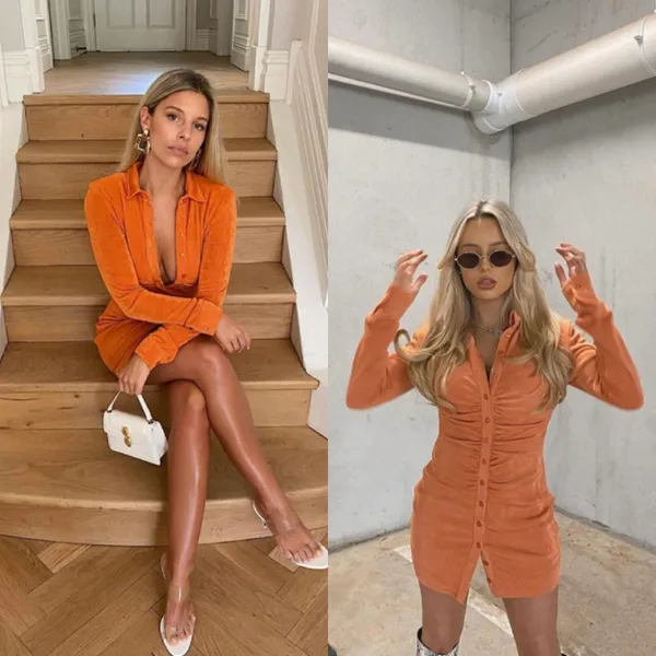 With Jean Andy Dress‎ in Maple Orange XS Blogger Summer Polo LA Spring - Image 3