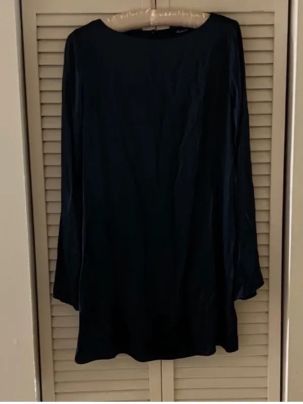 Madewell Emerald Green Satin Shift Dress XS - Image 2