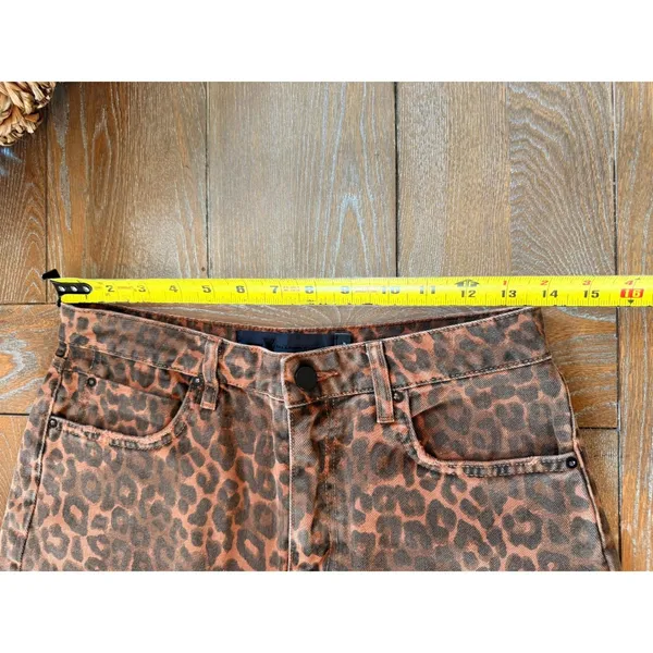 Denim x Alexander Wang Bite Leopard Print Denim Shorts Women Brown Size 28 - Image 7