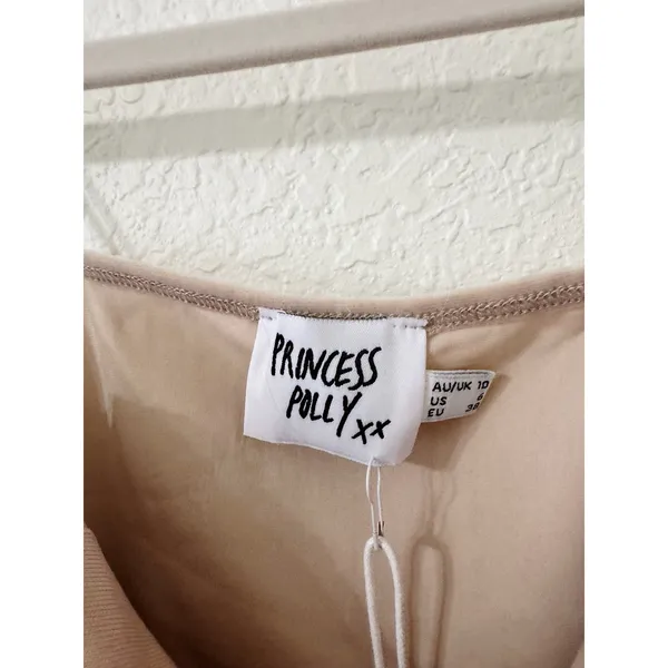Princess Polly Pia Beige Ruched Crop Cami Top NWT Size US 6 - Image 6