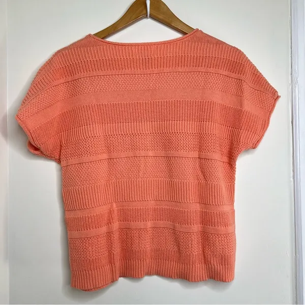 Old Navy Light Orange Knit Sweater Top Women’s Size Small Short Sleeve Spring - Image 4