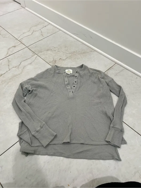 Offline by Aerie Green Wow! Waffle Henley T-Shirt Size Small - Image 2