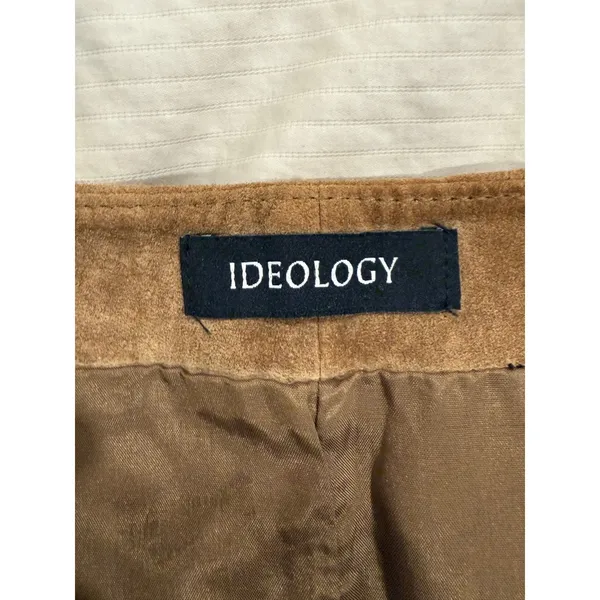 Ideology Vintage Skirt Womens 8 Brown Suede Leather Flare Hem Boho Classic - Image 6