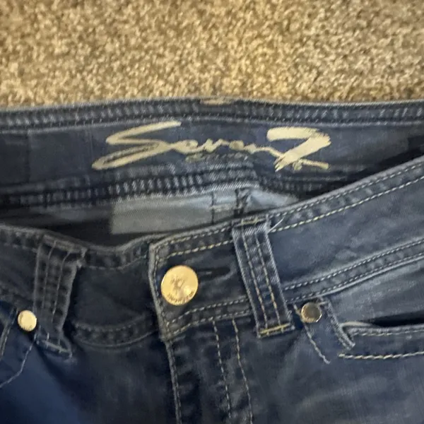 Seven7 Womens Blue Boot Cut Jeans Size 8 Mid Rise Medium‎ Wash Sequin Y2K - Image 2