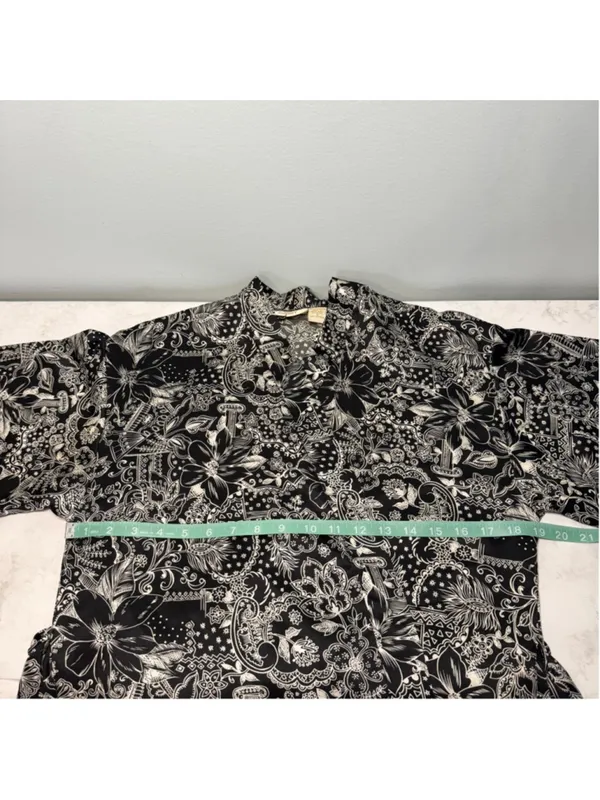 Vintage Victoria's Secret Gold Label Black White Floral Print Robe S - Image 5