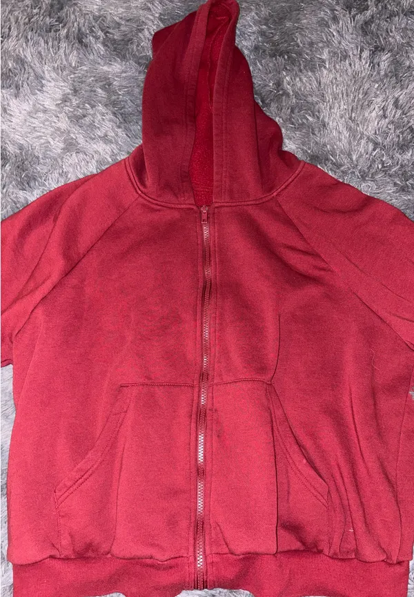 Burgundy Zip-Up Hoodie - Image 2