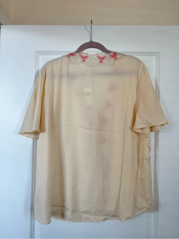 NWT Anthropologie LyreBird Silky Tie-Front Top Ecru Size Medium - Image 7