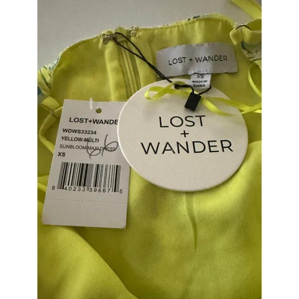 LOST + WANDER Sunbloom Eyelet Floral Maxi XS Dress Yellow + Free Necklace - Image 9