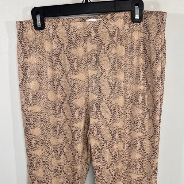 Elodie Tan Animal Print High Rise Flare Leg Pants Women XL NWT Retro Bohemian - Image 3