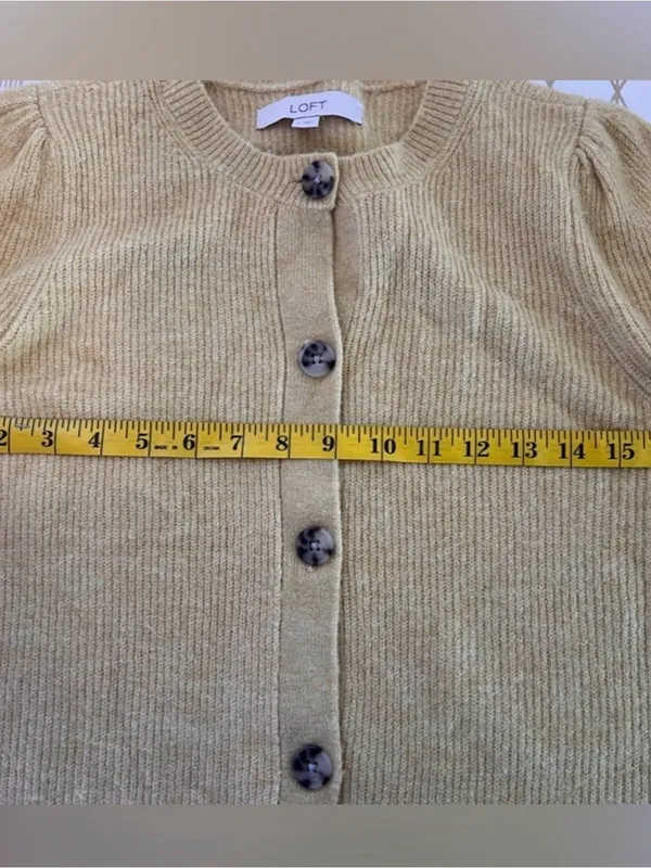 LOFT Soft Fuzzy Knit Button-Down Cardigan Size S - Image 6