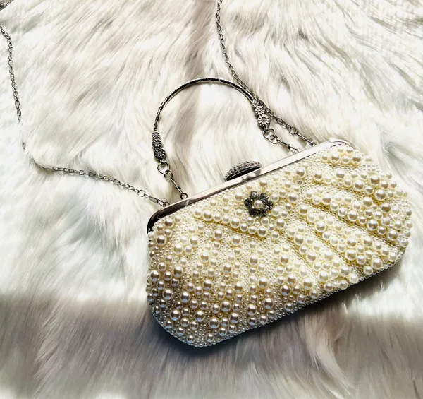 Bridal Clutch/Handbag Tan - Image 6