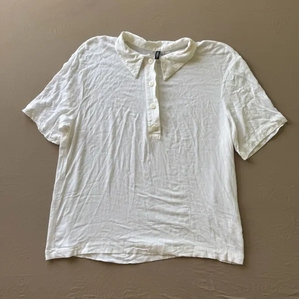 H&M Oversized Sheer CrêPe Polo Shirt - Image 3