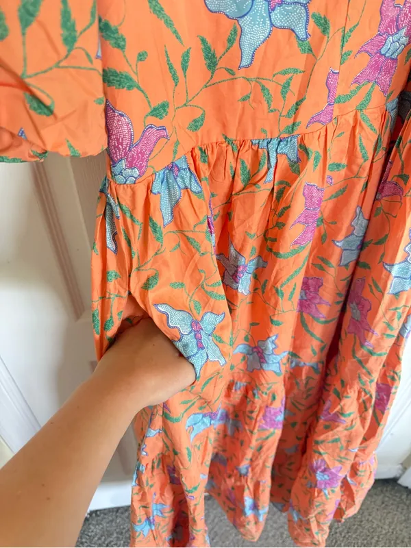 Tuckernuck Hyacinth House NEW Orange Multi Floral Cisco Maxi Dress - Image 6