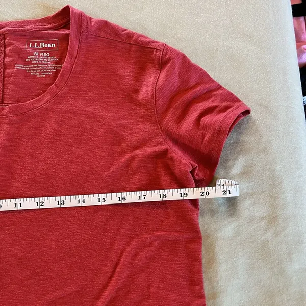 L.L Bean Women’s M Pullover Crew Neck Short Sleeve T Shirts Red And Green - Image 4