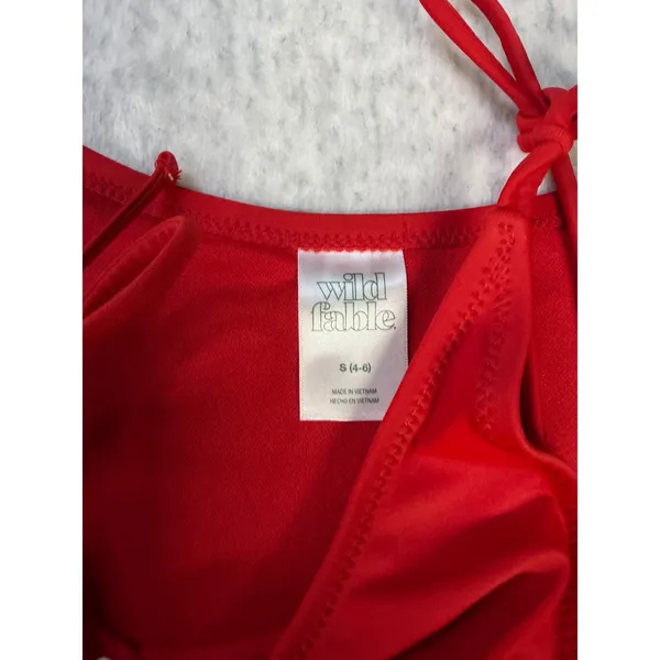 Wild Fable Red Side Tie High Cut Bikini Bottom Womens Small 4-6‎ Swimwear NWOT - Image 2