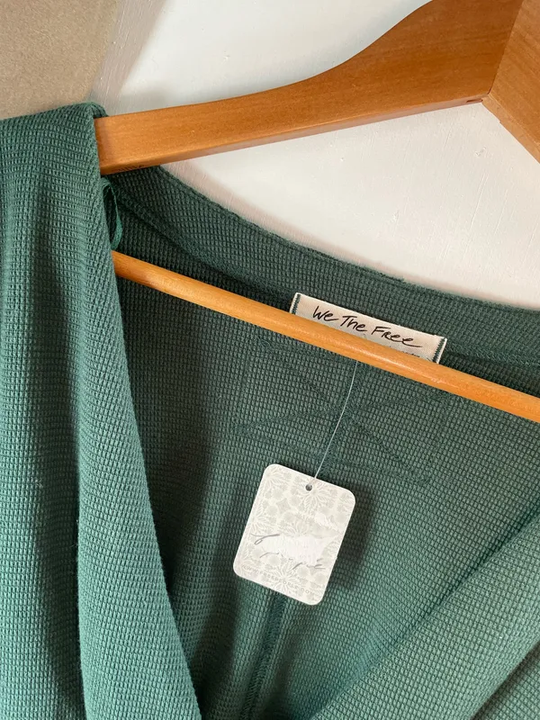 We The Free Free People- All Nighter Thermal Cropped Top - Pine Green - Image 3