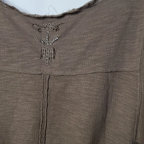 Free People slub embellished green gray crop top blouse sz Small - Image 8