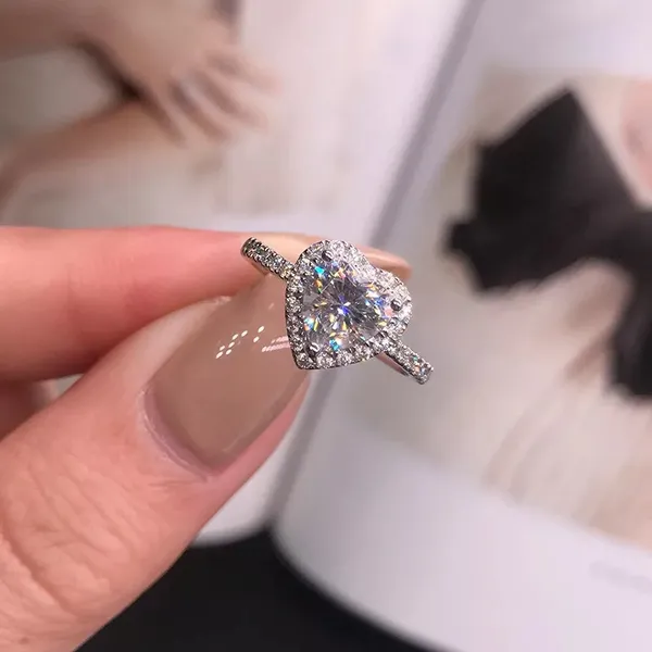 Heart Shape Diamond Logo 925 Silver Stampted Ring 5 6 8 9 10 Lmk your size after you pay. - Image 8