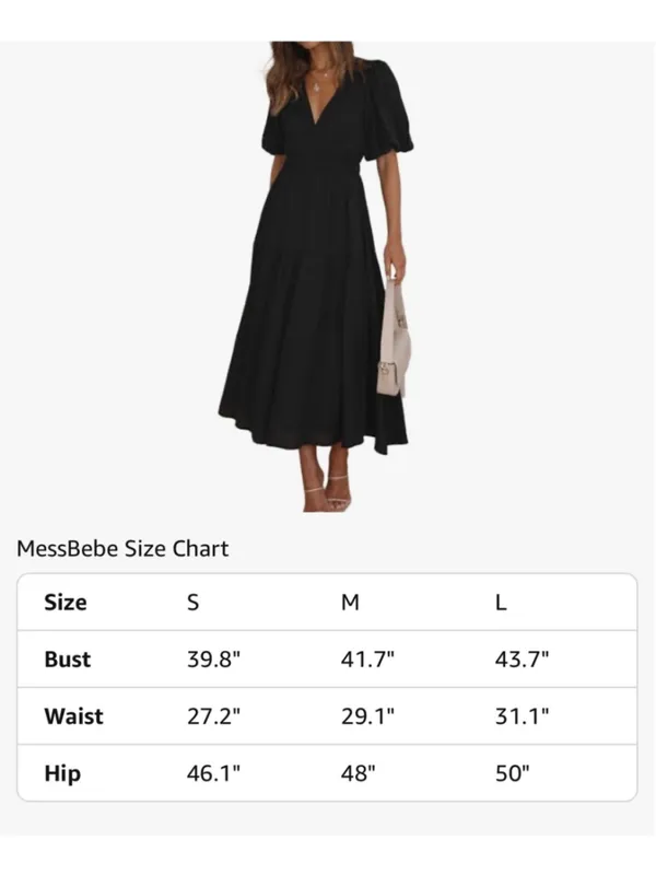 NEW Short Puffy Sleeve V Neck A-Line Flowy Wrap Wedding Guest Lined Dress S - Image 4