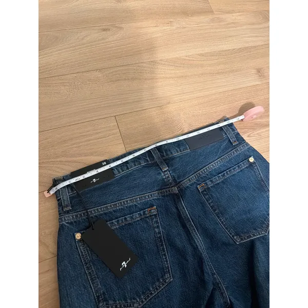 7 For All Mankind Womens High Waisted Barrel Leg Jeans Blue Denim Size 28 NWT - Image 4