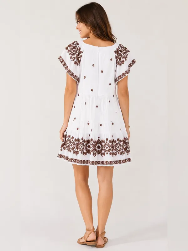 Hale Bob Embroidered V-Neck Mini‎ Dress XS NWT - Image 2
