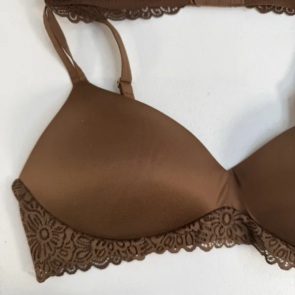 No Boundaries Sz XL Bra Lot Of 2 Light Lift Wire Free Brown Latte T-Shirt Padded - Image 4