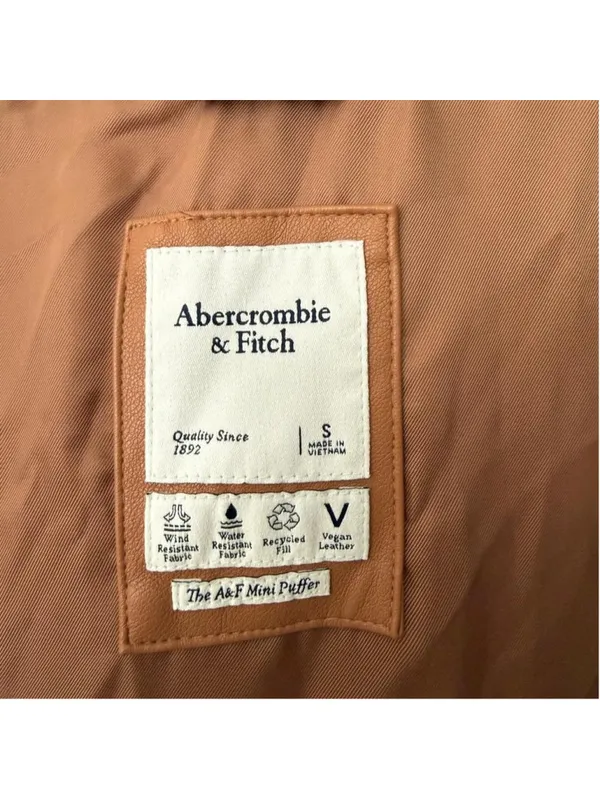 Abercrombie & Fitch vegan leather mini puffer jacket - size S - Image 4