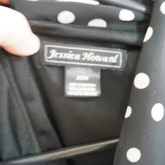 Jessica Howard Shift Dress 18W Black‎ White Polka Dot Ombre Chiffon Sleeveless - Image 14