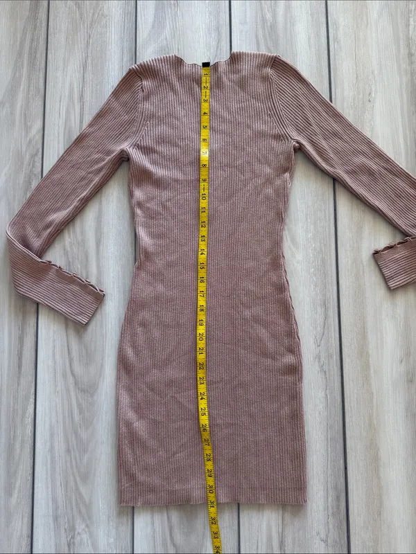 Abercrombie & Fitch Henley Ribbed Button Cuff Sweater Dress Tan Small NWT - Image 9