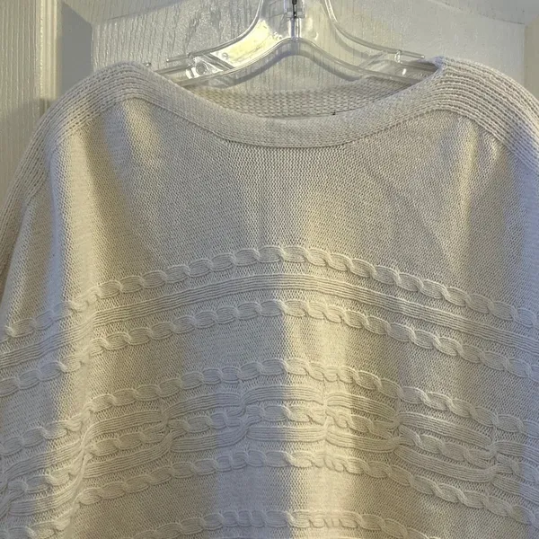 LOFT Cream Cable Knit Button Side Poncho‎ Sweater Top Womens Size S - Image 7