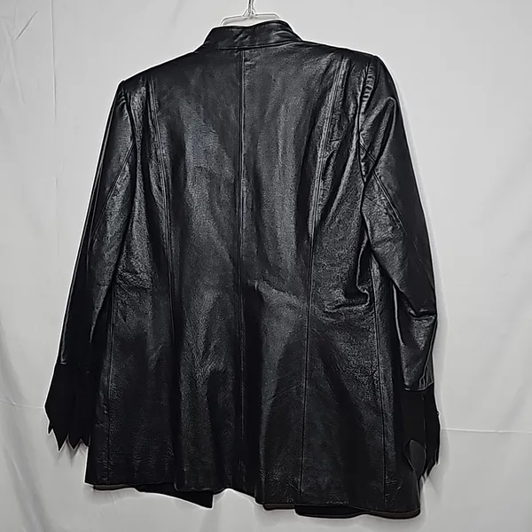 Vintage Maxen Couture RARE 100% leather rhinestone black western jacket sz 10 - Image 9
