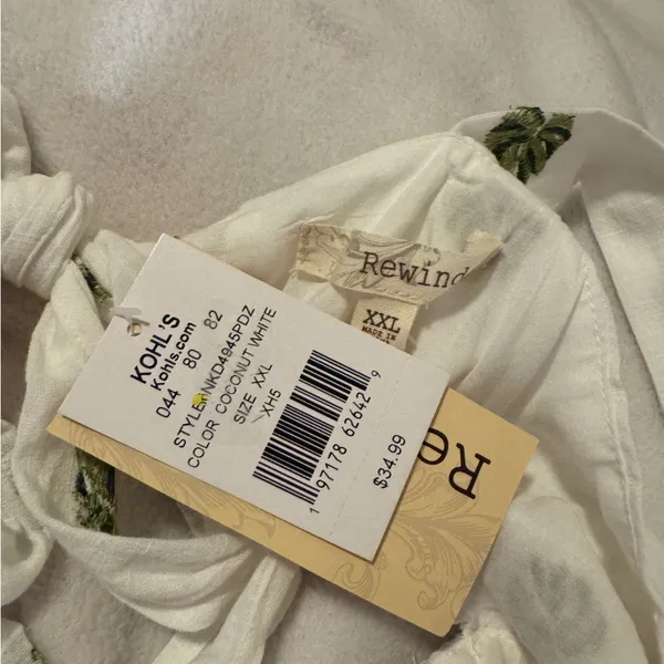 NWT Rewind White Sleeveless dress with Green Leaf Pattern - Image 3