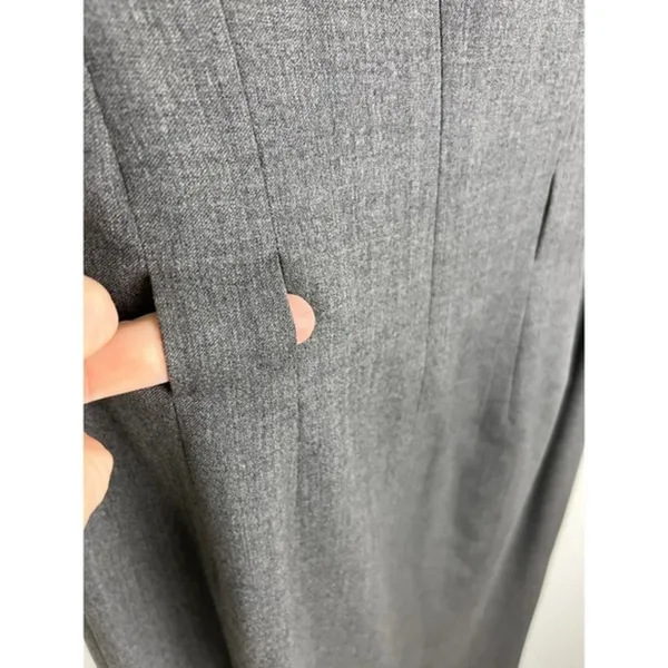 Ralph Lauren Grey Virgin Wool Blend Notched V-Neck Sheath Dress Size 4 - Image 14
