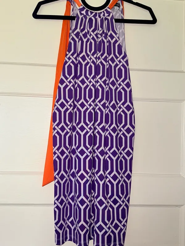 Mud Pie Clemson Purple and Orange Game-day Halter Dress with Tie Back - Image 2