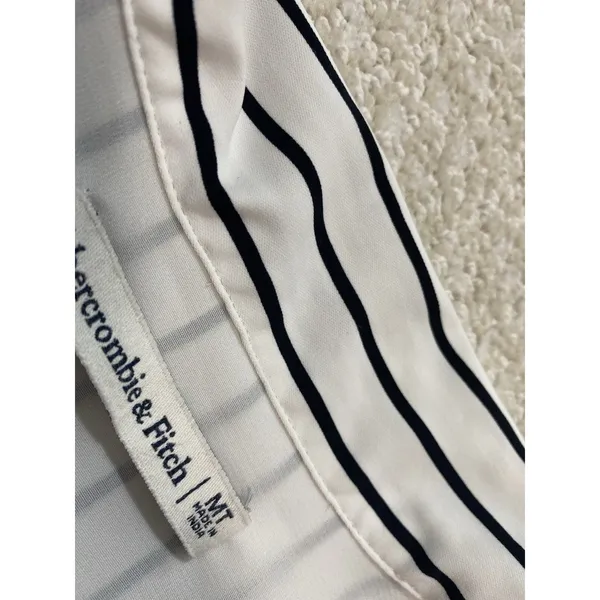 Abercrombie & Fitch White and Black Striped Wrap Mini Dress Size MT - Image 12