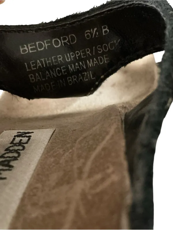 Vtg Steve Madden chunky heel sandals black suede leather Bedford size 6.5 - Image 4