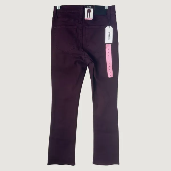 1503 | NWT Express Wine Wash Mid Rise Bootcut Jeans Burgundy Women 6 Fall Office - Image 2