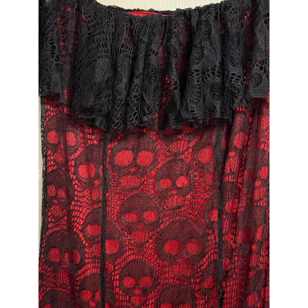 Spirit Halloween Red Lace Skull Mermaid Costume Dress Gothic Lolita La Catrina - Image 4