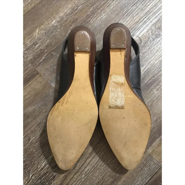 Fashion 10 Endicott Johnson Vintage Leather Pumps Wedge Classic Minimalist Black - Image 5