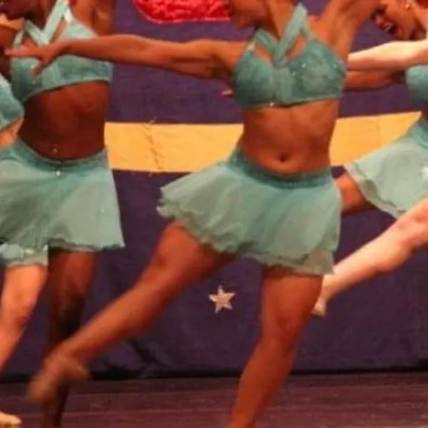 Baby blue 2- piece lyrical custom-made dance costume with rhinestone & appliqués - Image 4