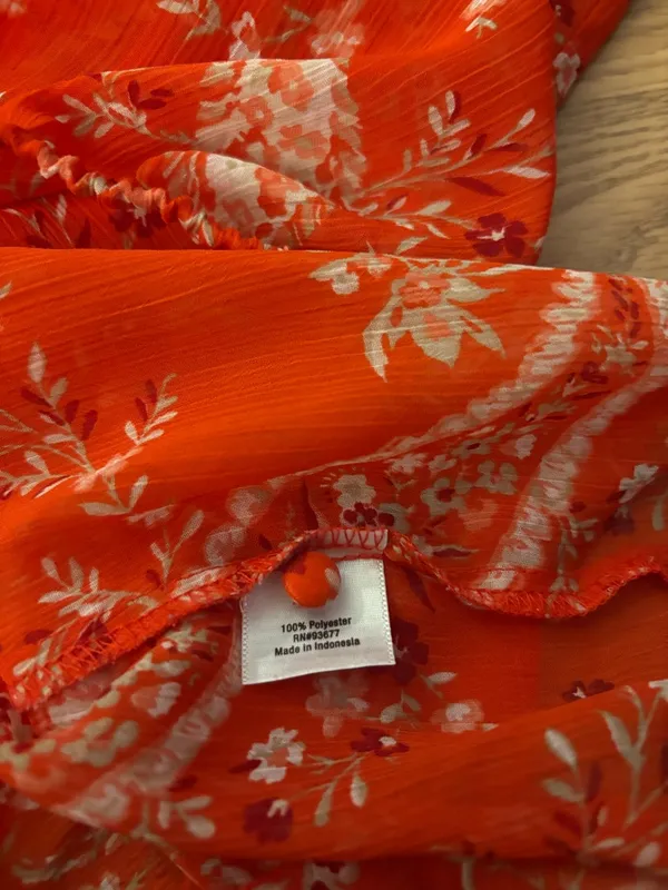St. John's Bay Orange Paisley V-Neck Peasant Blouse Size 1X - Image 9