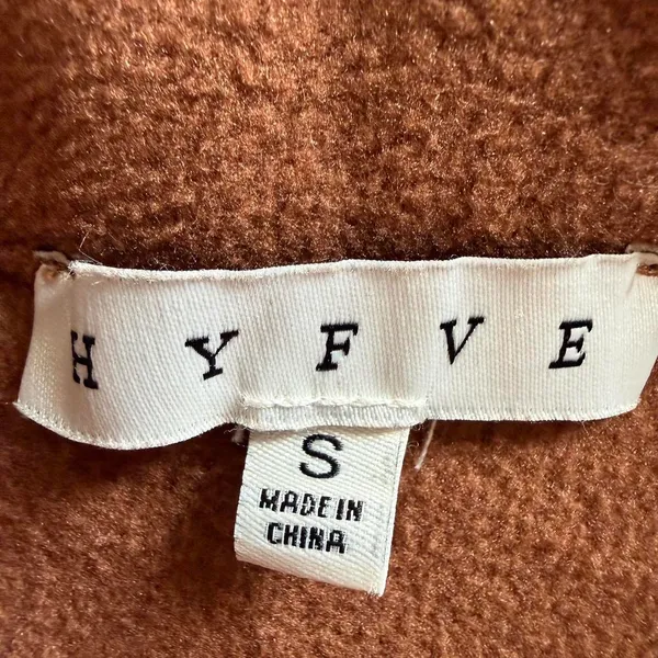 Hyyve Brown Teddy Fleece Shacket Size Small Cozy Fall Layer - Image 3