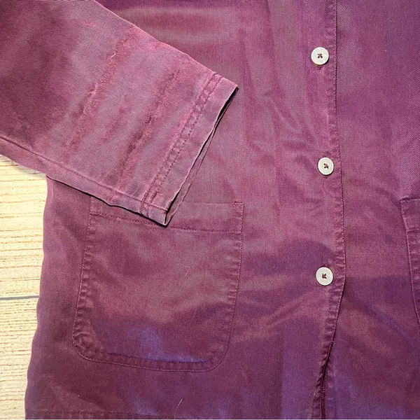 Vintage 90s Cherokee Oversized Button‎ Up Womens Small Pockets Maroon Artsy Boho - Image 3