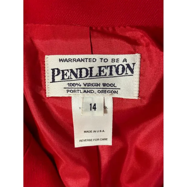 Vtg Pendleton Red Virgin Wool Blazer Jacket 14 Single Button USA Made Academia - Image 3
