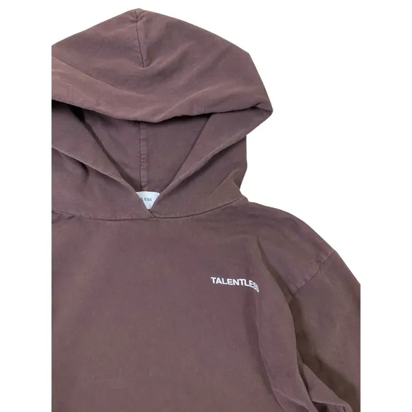 Talentless Brown Fleece Pullover Hoodie Minimalist Streetwear‎ Unisex Medium - Image 2